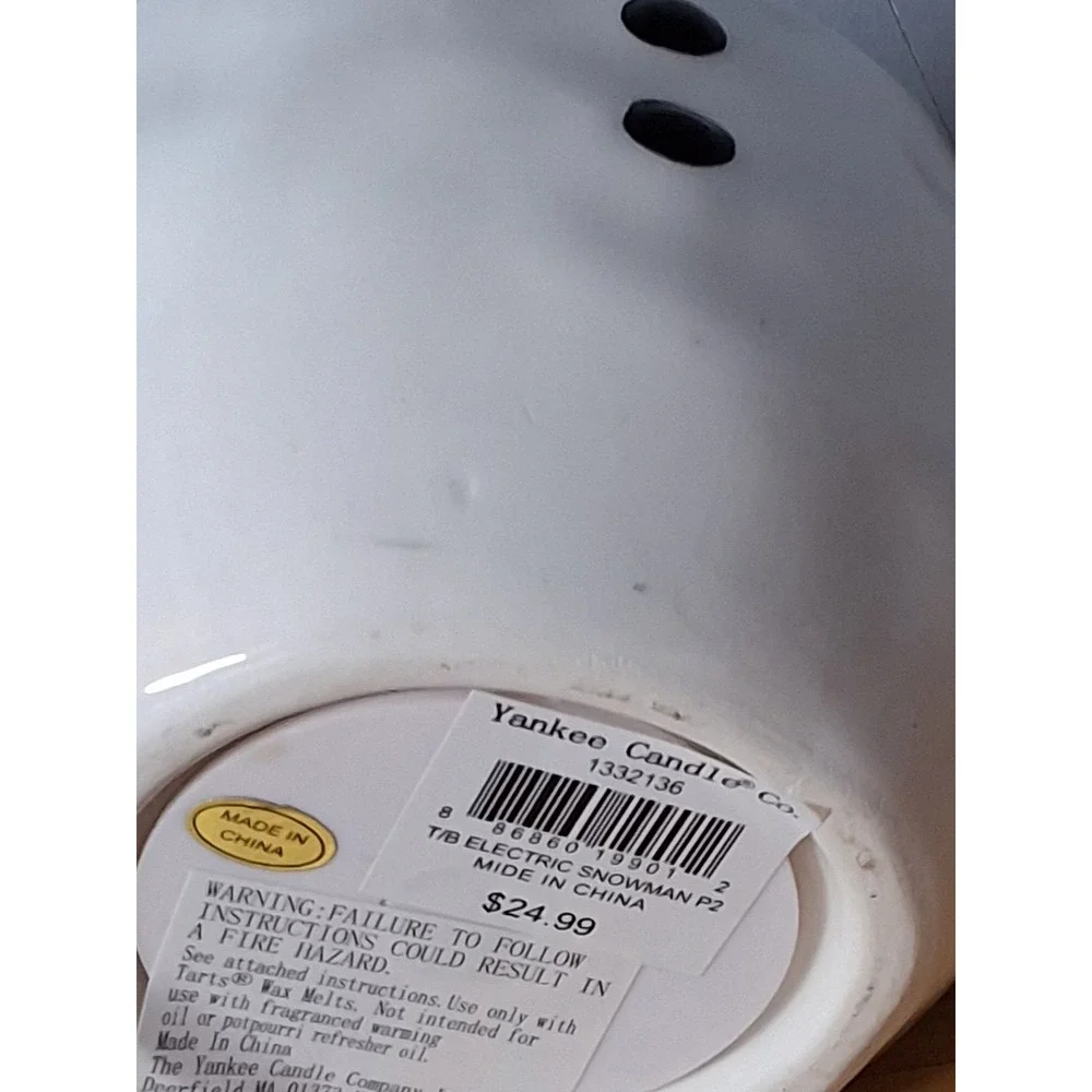Yankee Candle Electric Snowman Wax Melt Warmer Ceramic Christmas Holiday Works!